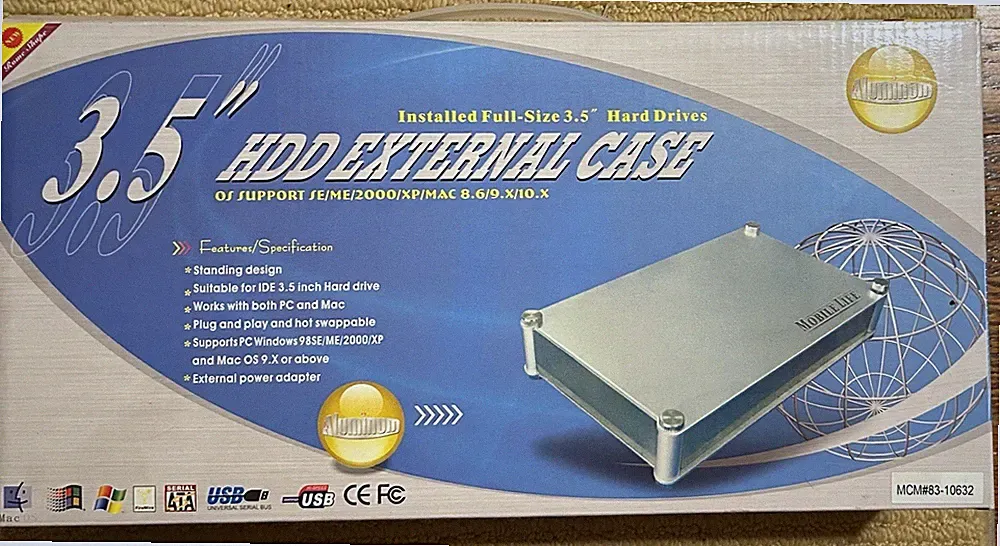 3.5 inch Firewire IEEE-1394 USB 2.0 SATA Aluminum External IDE HDD Enclosure